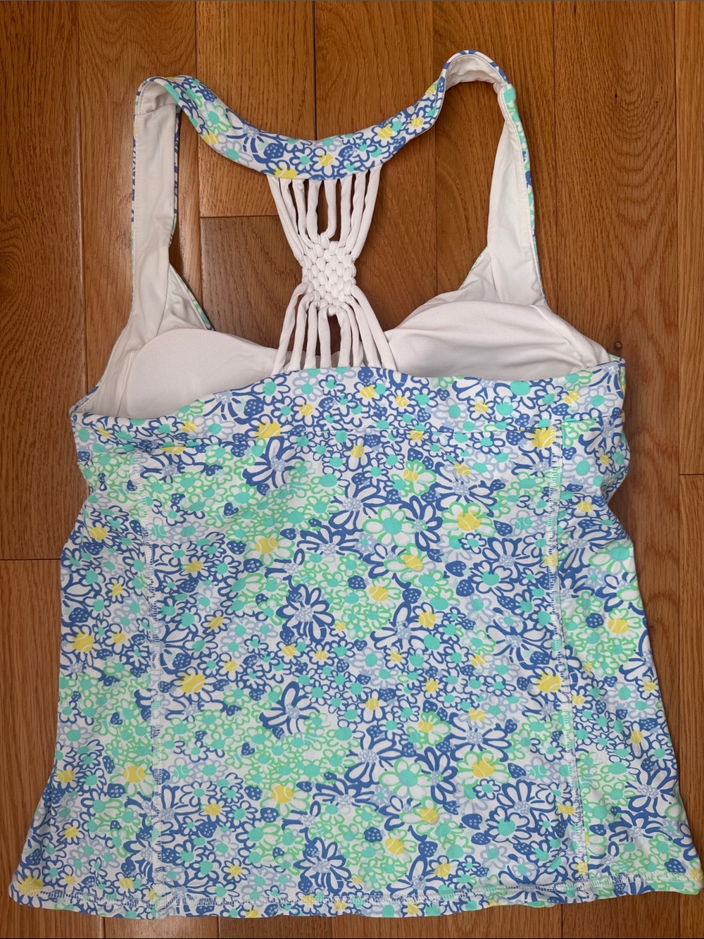 🌸EUC Lilly Pulitzer White Braided-Back Pilar Bra Active Tank with Gold Logo - Picture 5 of 5